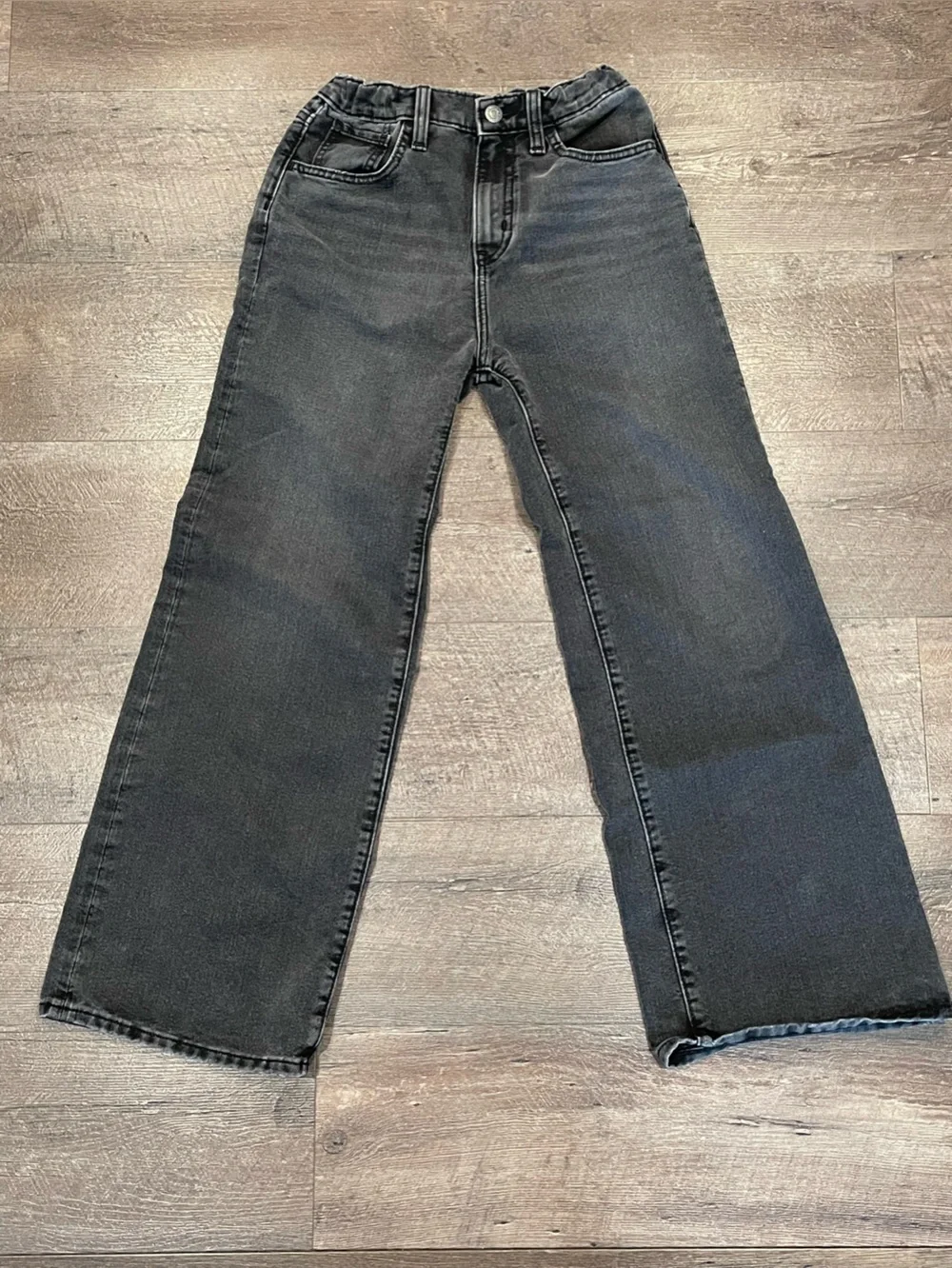 Old Navy Youth High Rise Baggy Wide Leg Built-in Tough Jeans in Black Size 14